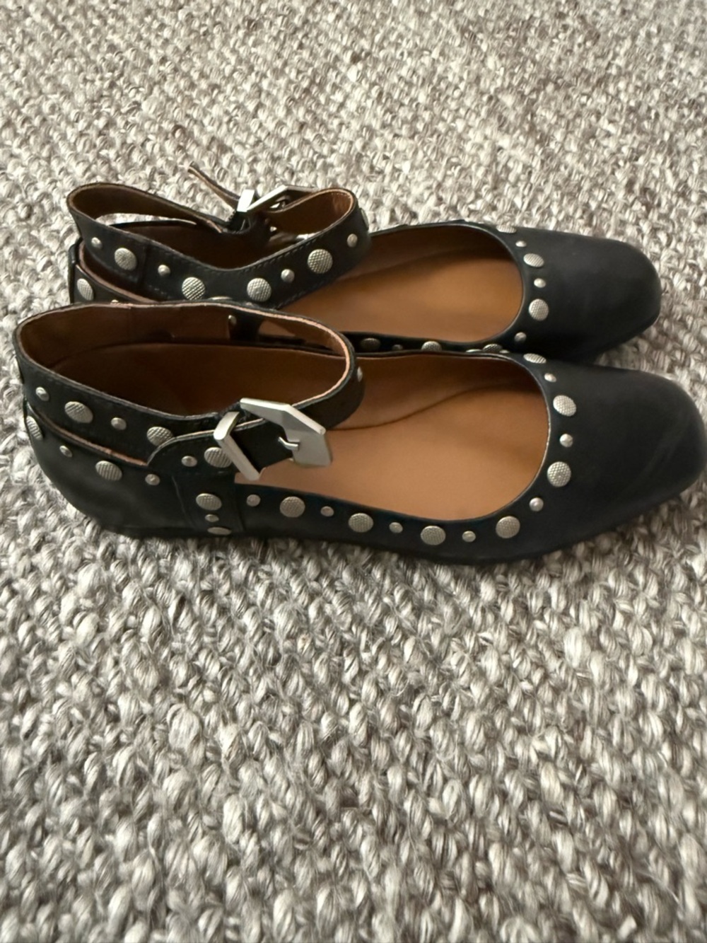 Free People Mystic Black Studded Mary Jane Studded Flats.